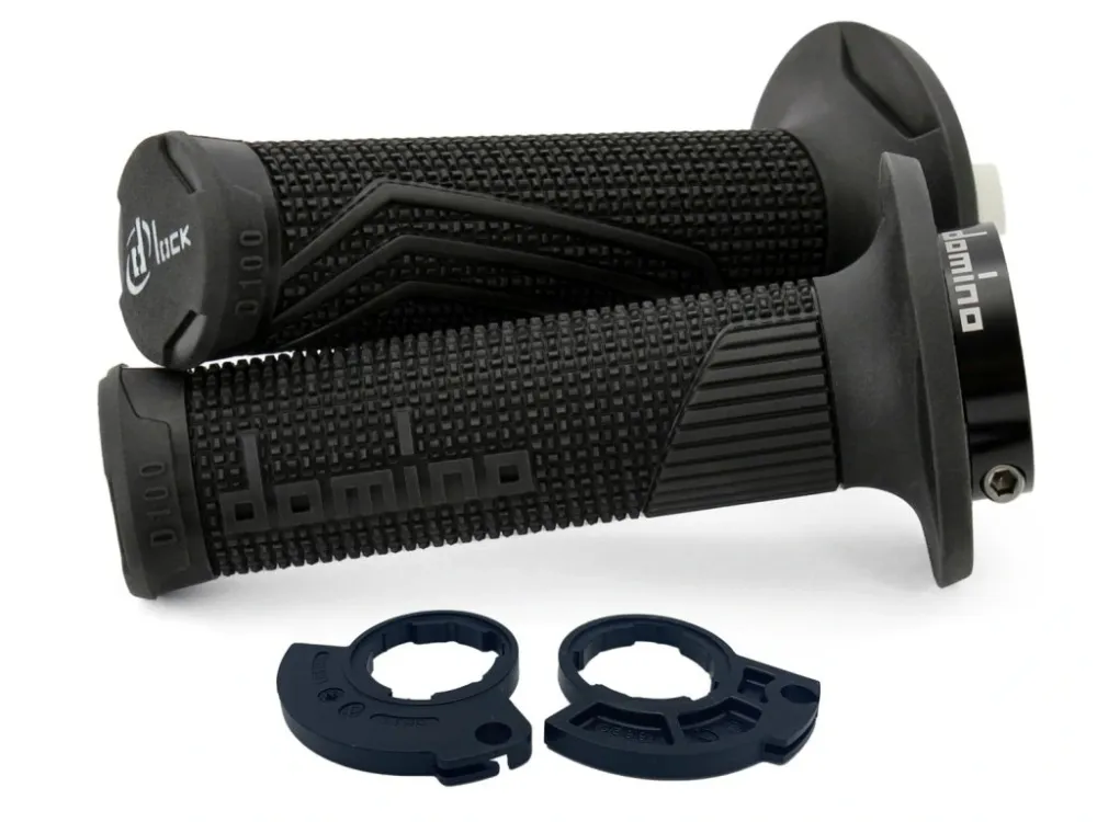 Gripy LOCK-ON D100 (offroad) délka 125/130 mm (2 vačky), DOMINO (černé) Finální Výprodej