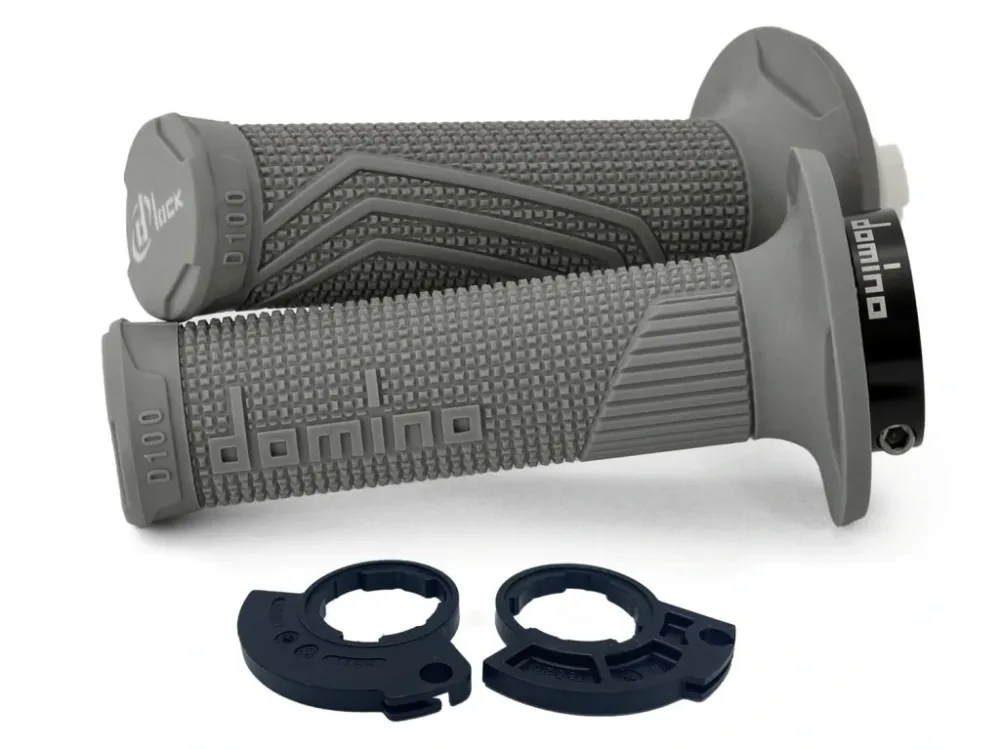 Gripy LOCK-ON D100 (offroad) délka 125/130 mm (2 vačky), DOMINO (šedé) Top Prodej