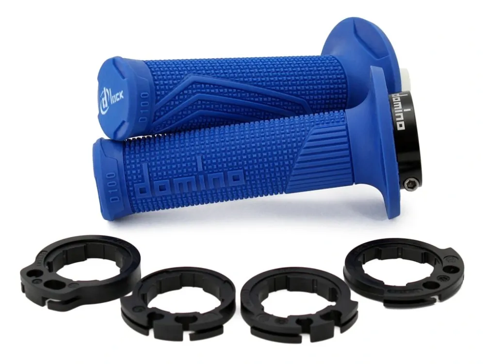 Oblíbený Gripy LOCK-ON D100 (offroad) délka 125/130 mm (4 vačky), DOMINO (modré)