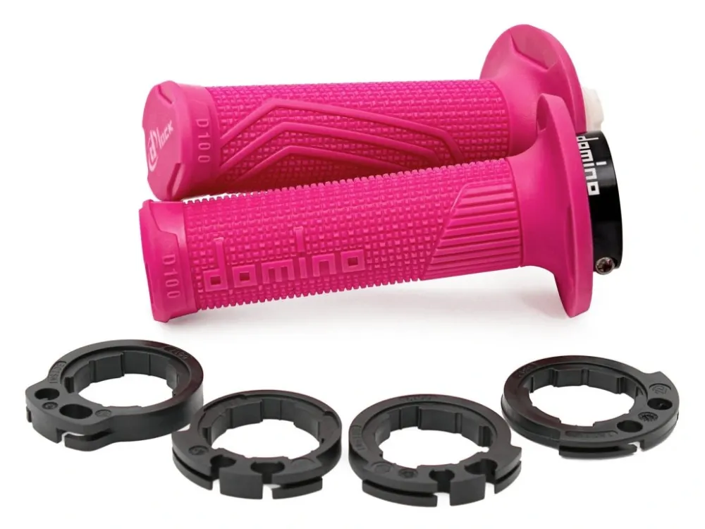 Gripy LOCK-ON D100 (offroad) délka 125/130 mm (4 vačky), DOMINO (růžové) Objednat Nyní