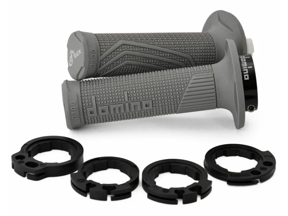 Rychlé Dodání Gripy LOCK-ON D100 (offroad) délka 125/130 mm (4 vačky), DOMINO (šedé)