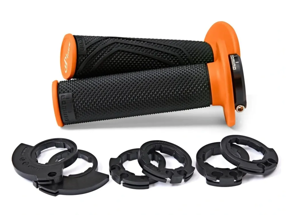 Kup Teď Gripy LOCK-ON D100 (offroad) délka 125/130 mm (6 vaček), DOMINO (černo-oranžové)