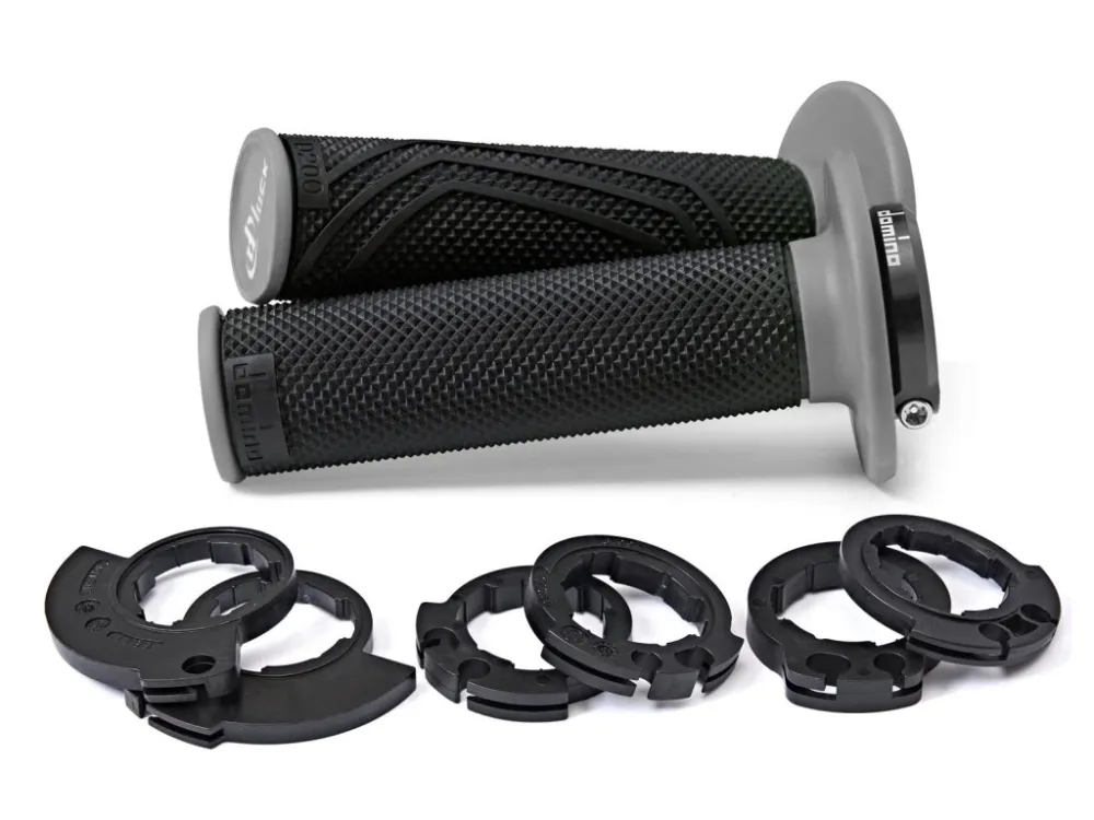 Hit Sezóny Gripy LOCK-ON D100 (offroad) délka 125/130 mm (6 vaček), DOMINO (černo-šedé)