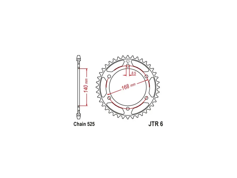Finální Výprodej JT JTR6.42 Zadní kolečko (rozeta), 42 zubů, 525 BMW F 800 GS 08-12 (otvor na šroubu 8,5mm)
