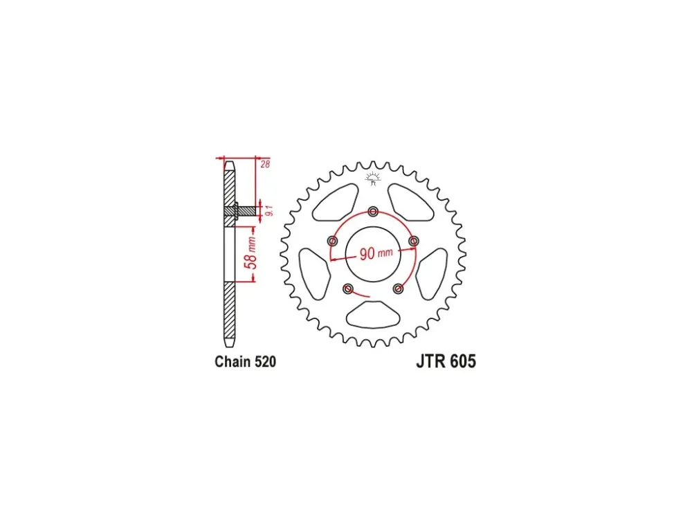 JT JTR605.39 Zadní kolečko (rozeta), 39 zubů, 520 Top Prodej