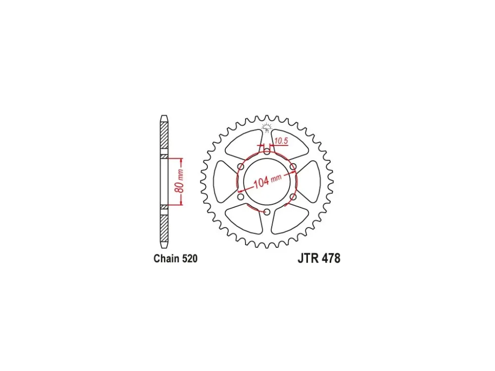 Hit Sezóny JT JTR478.46 Zadní kolečko (rozeta), 46 zubů, 520 KAWASAKI ER6F/N (06-16), KLE 650 (07-16)