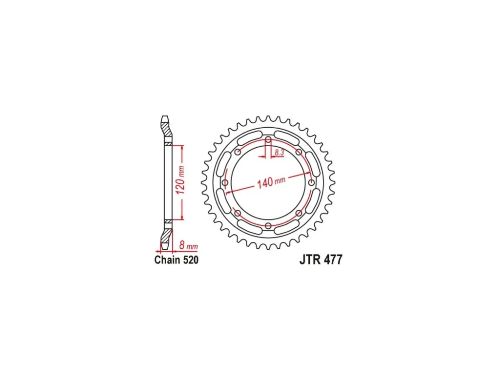 JT JTR477.43 Zadní kolečko (rozeta), 43 zubů, 520 Objednat Nyní