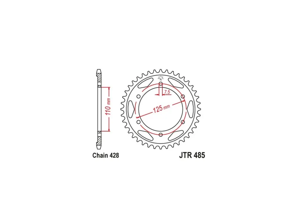 JT JTR485.46 Zadní kolečko (rozeta), 46 zubů, 428 Přímo Od Výrobce