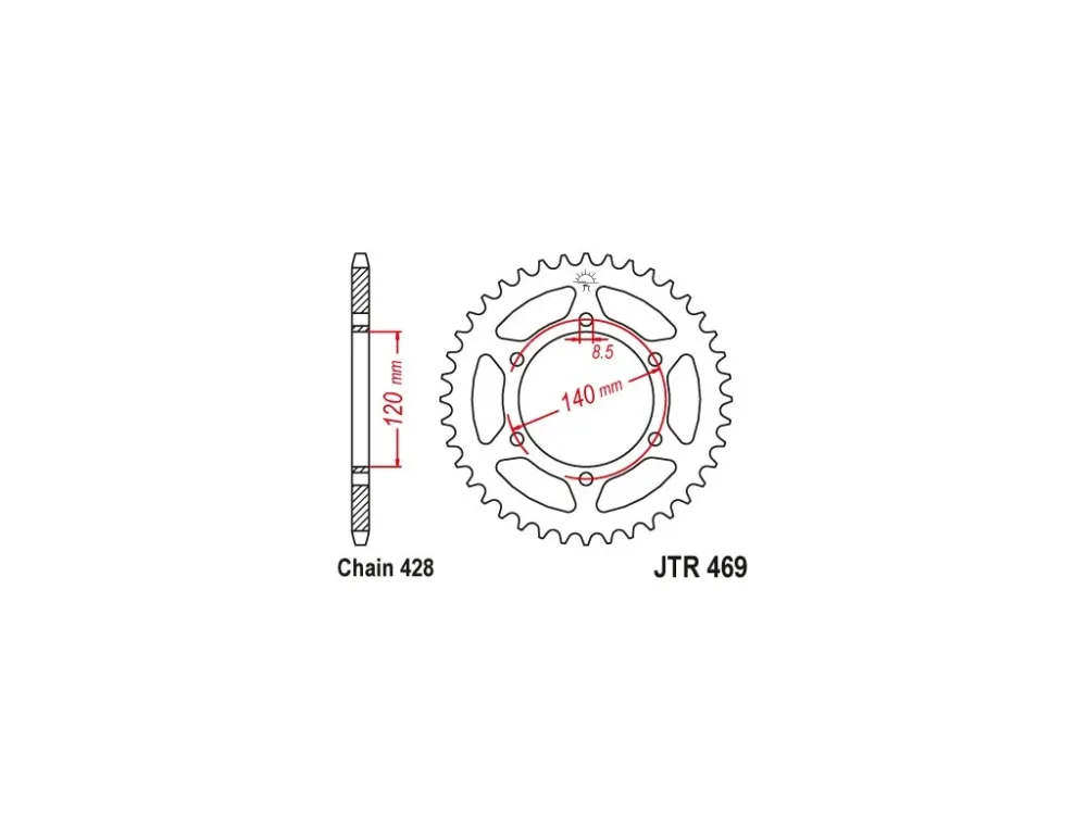 JT JTR469.53 Zadní kolečko (rozeta), 53 zubů, 428 Výprodej