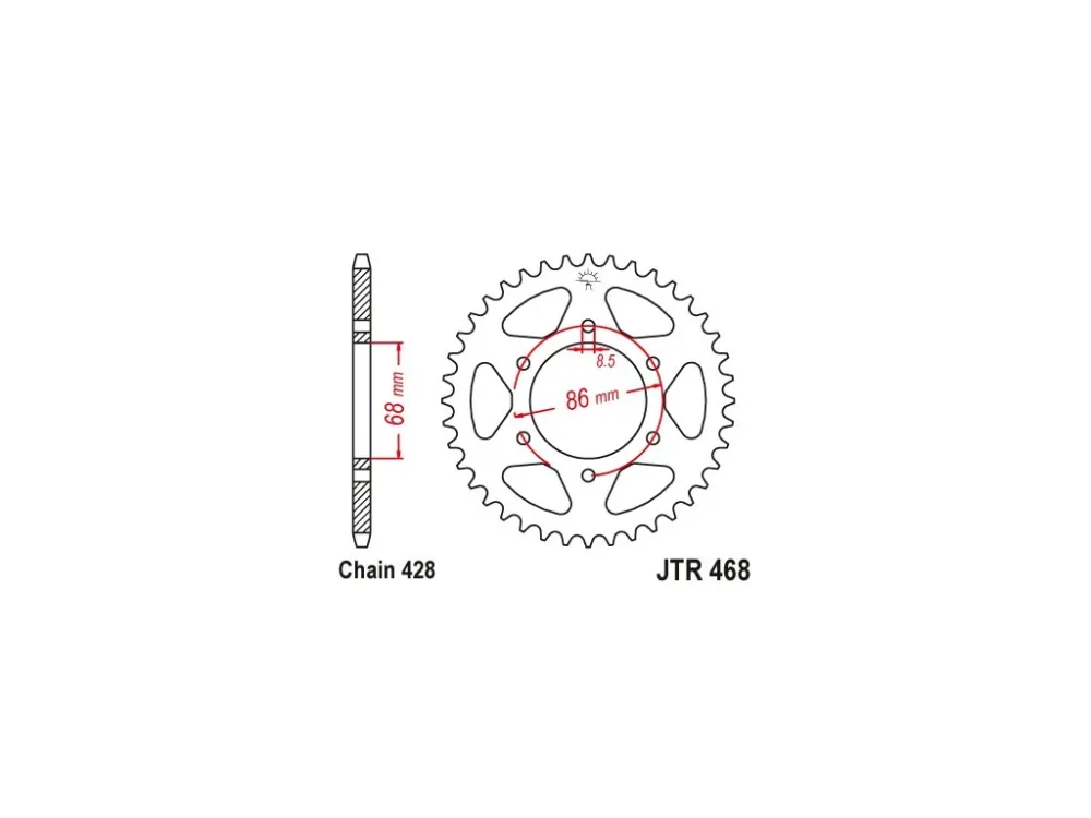Cenově Výhodný JT JTR468.34 Zadní kolečko (rozeta), 34 zubů, 428