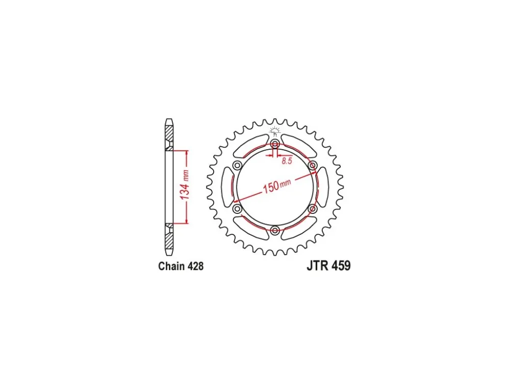 JT JTR459.52 Zadní kolečko (rozeta), 52 zubů, 428 KAWASAKI KDX 125 90-99 Originální