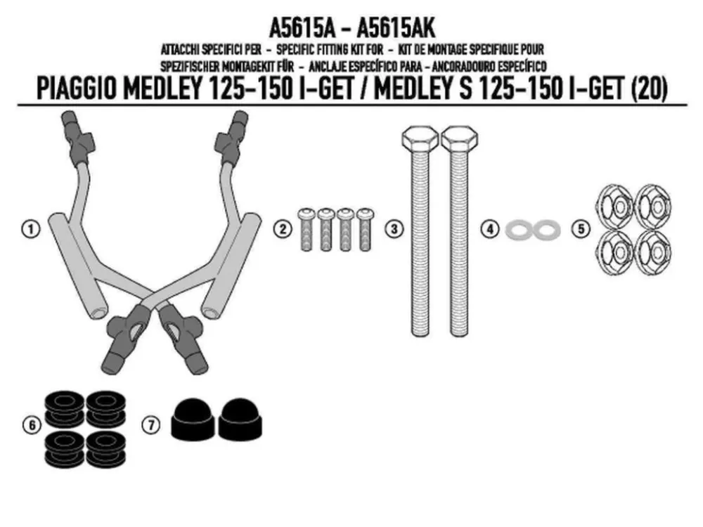 Cenový Hit Kappa A5615AK montážní sada pro 7057AK pro PIAGGIO Medley 125 150 i get / Medley S 125 150