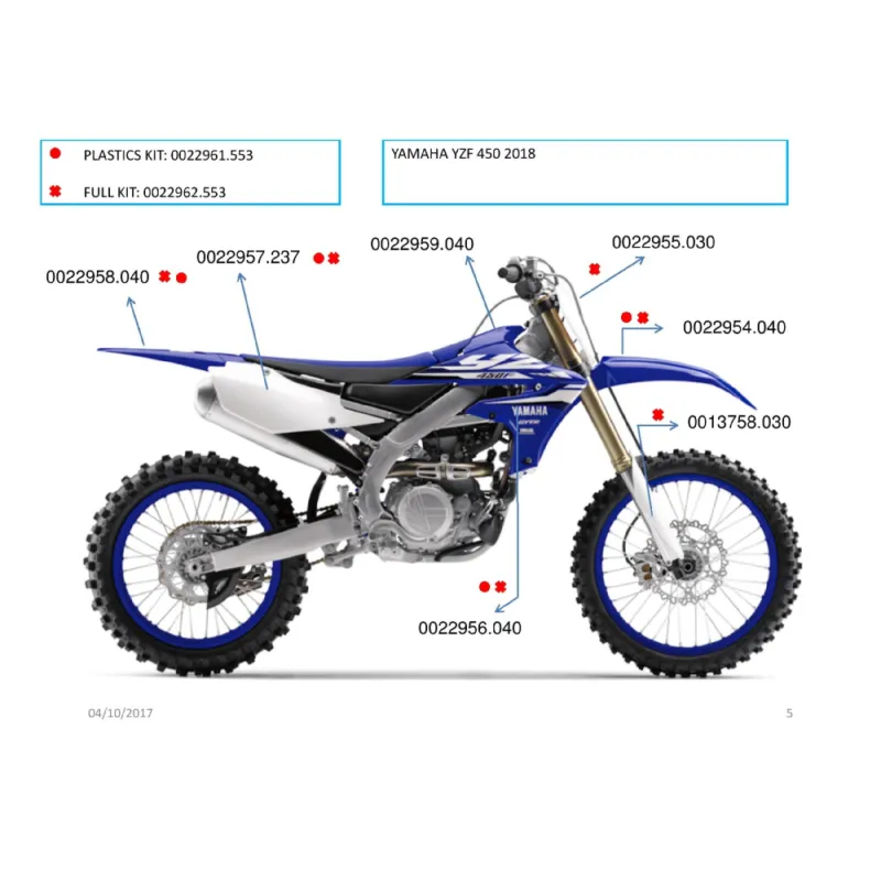 Acerbis přední blatník YZF450 18/22,YZF250 19/22,WRF450 19/22,WRF250 20/22 Dokud Zásoby Vydrží