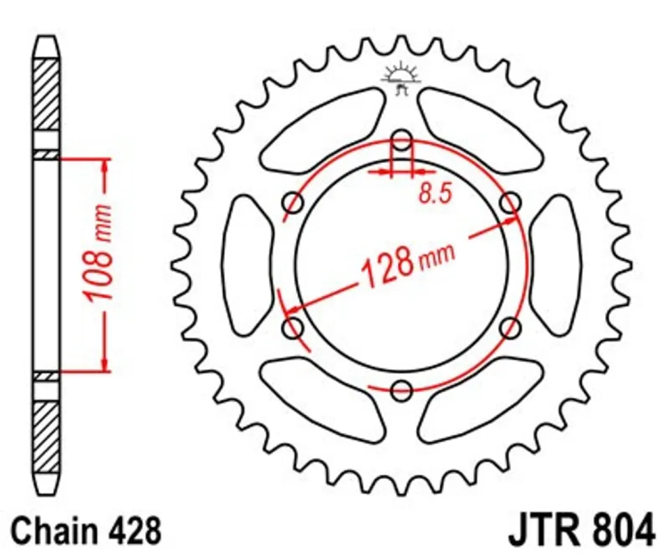 Kup Teď Řetězová rozeta JT JTR 804-45 45 zubů, 428