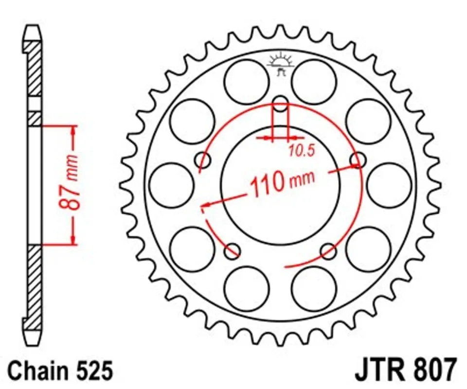 Řetězová rozeta JT JTR 807-48 48 zubů, 525 Levný