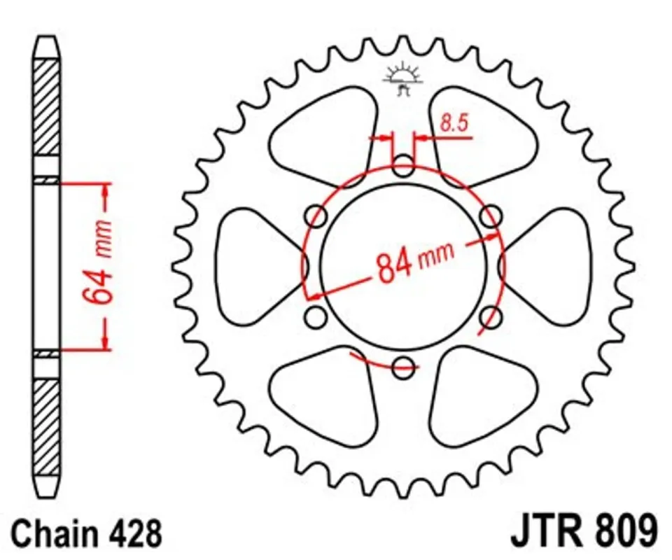 Ověřený Řetězová rozeta JT JTR 809-46 46 zubů, 428