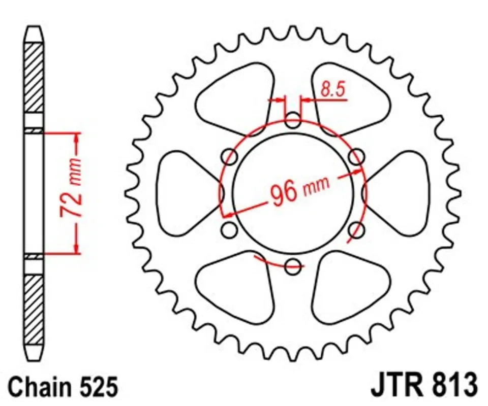 Řetězová rozeta JT JTR 813-39 39 zubů, 525 Ověřený
