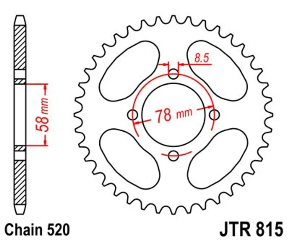 Řetězová rozeta JT JTR 815-38 38 zubů, 520 Zlevněný