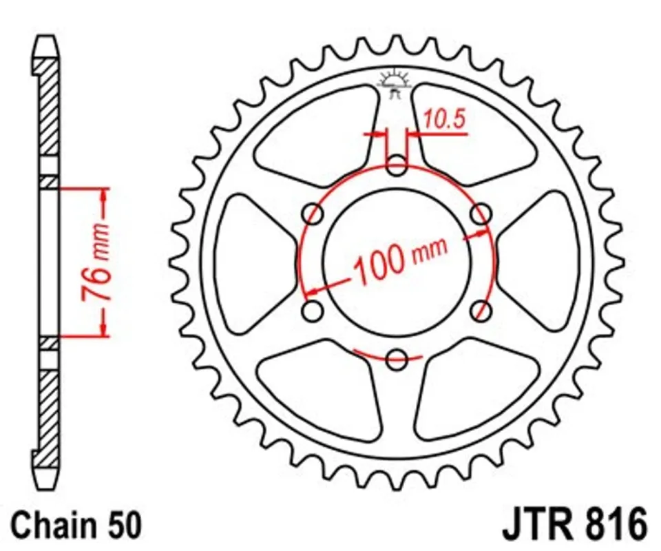 Řetězová rozeta JT JTR 816-48 48 zubů, 530 Koupit Online