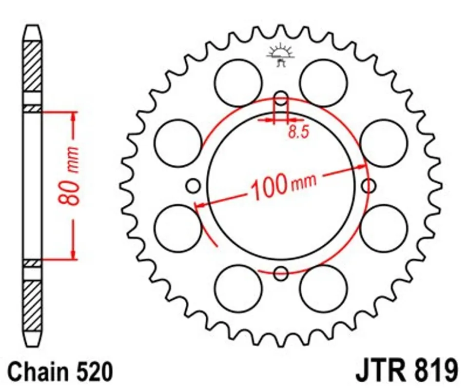 Řetězová rozeta JT JTR 819-37 37 zubů, 520 Značkový