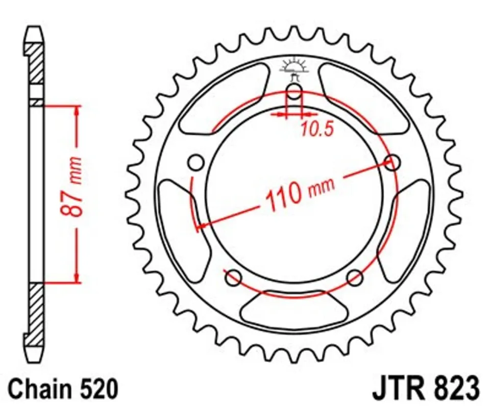 Řetězová rozeta JT JTR 823-45 45 zubů, 520 Dokud Zásoby Vydrží