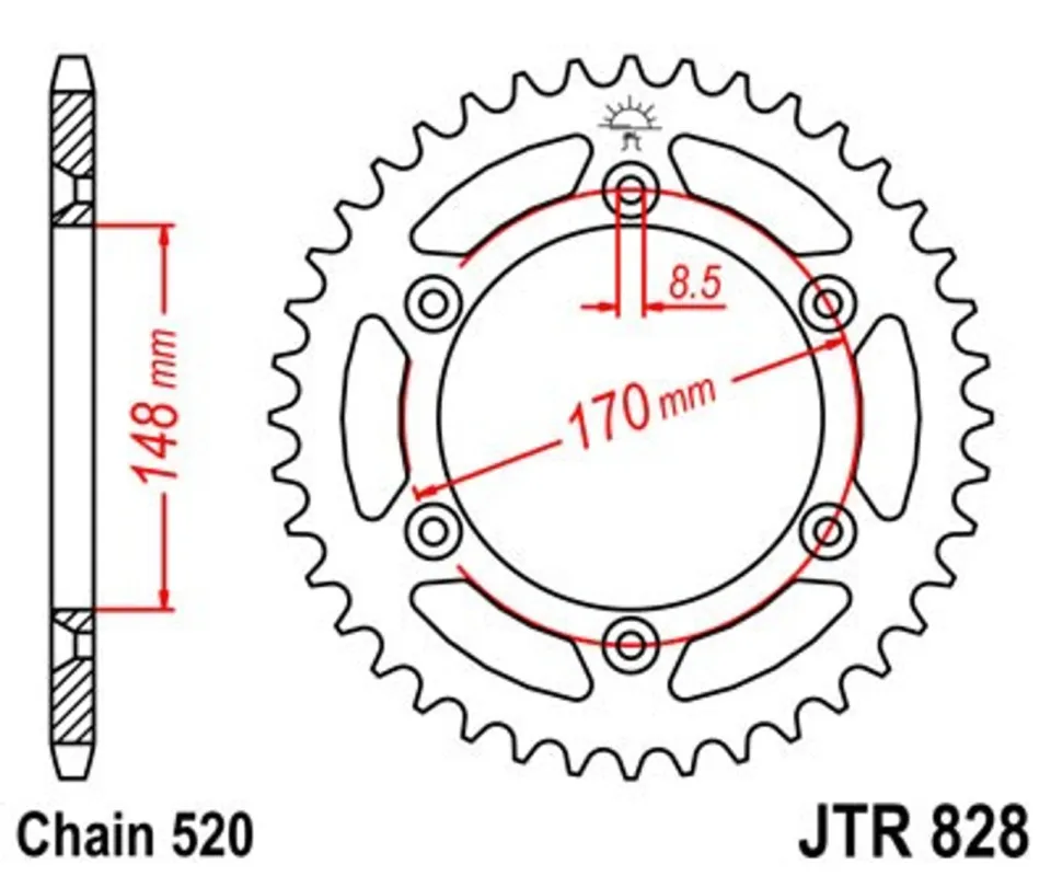 Akce Řetězová rozeta JT JTR 828-46 46 zubů, 520
