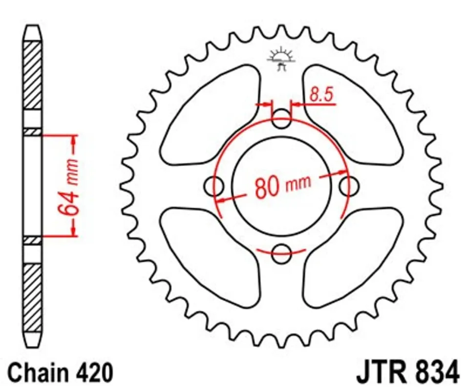 Řetězová rozeta JT JTR 834-31 31 zubů, 420 Akční Nabídka