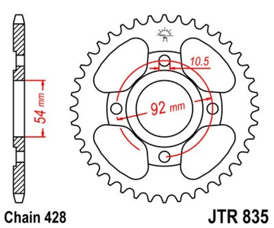 Řetězová rozeta JT JTR 835-47 47 zubů, 428 Kup Teď