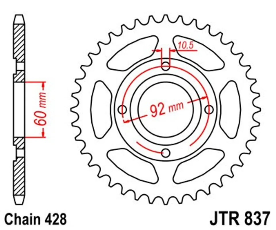 Řetězová rozeta JT JTR 837-39 39 zubů, 428 Cenově Výhodný