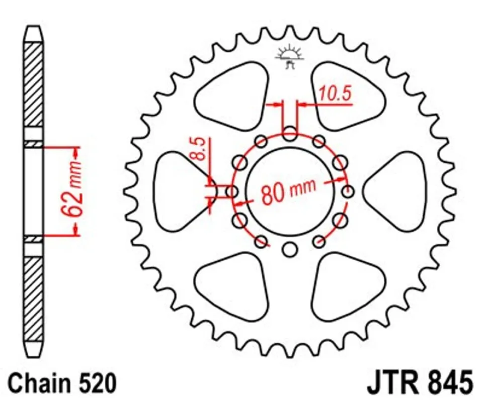 Nakupujte Hned Řetězová rozeta JT JTR 845-43 43 zubů, 520
