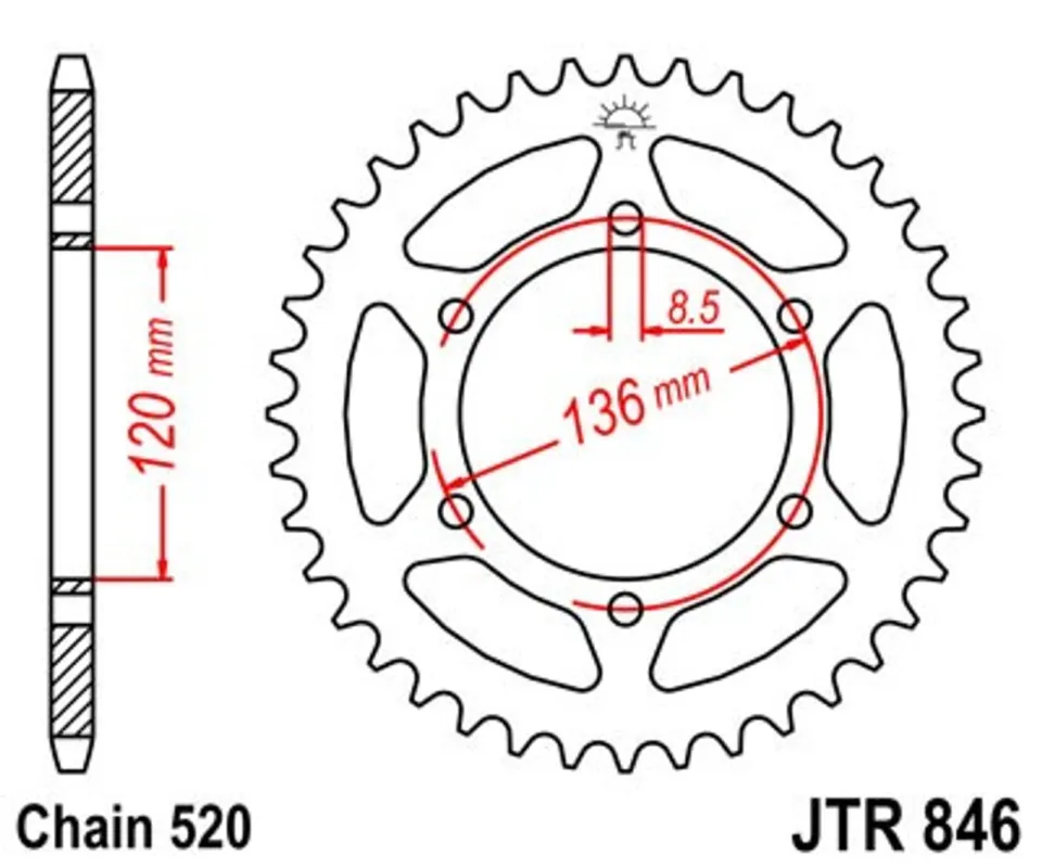 Víkendová Akce Řetězová rozeta JT JTR 846-43 43 zubů, 520