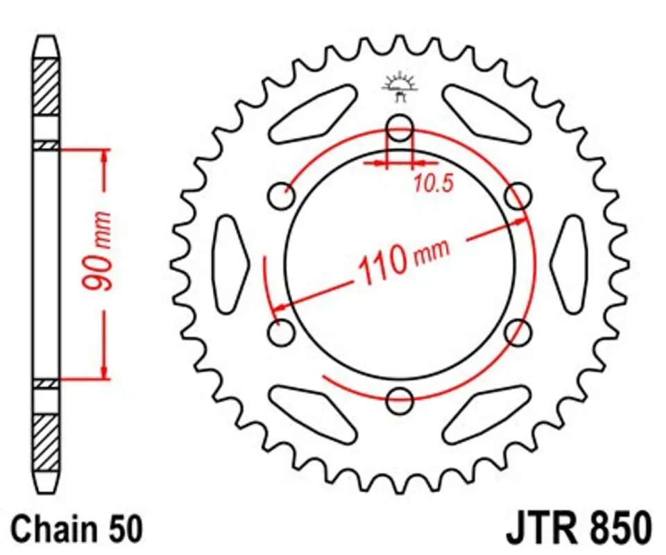 Řetězová rozeta JT JTR 850-34 34 zubů, 530 Rychlé Dodání