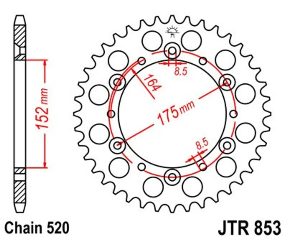 Řetězová rozeta JT JTR 853-43 43 zubů, 520 Ověřený
