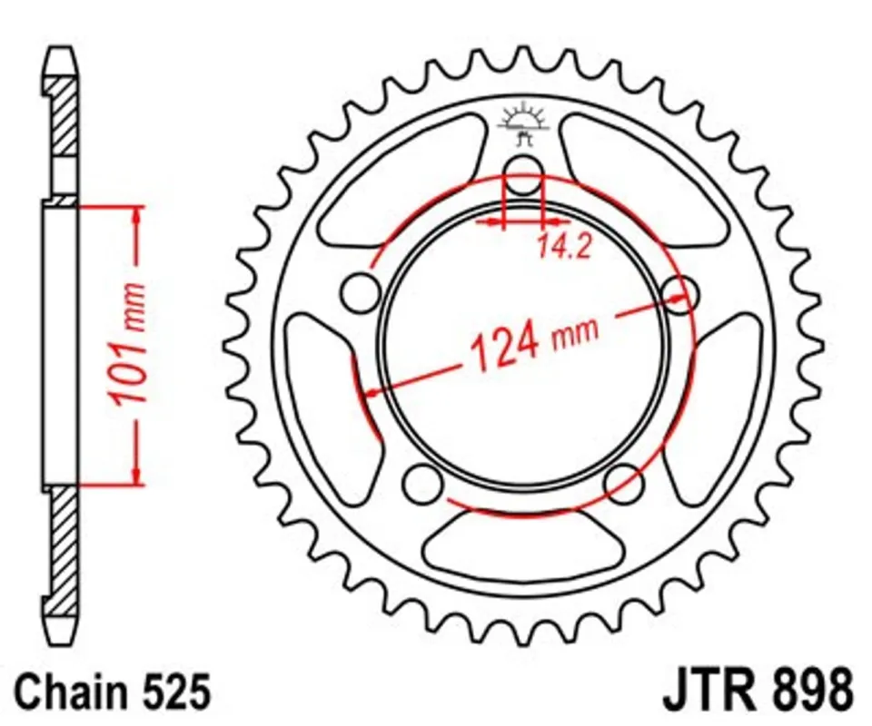 Řetězová rozeta JT JTR 898-37 37 zubů, 525 Značkový