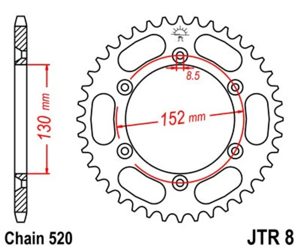 Víkendová Akce Řetězová rozeta JT JTR 8-51 51 zubů, 520