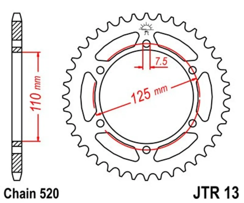 Řetězová rozeta JT JTR 13-39 39 zubů, 520 Nejprodávanější