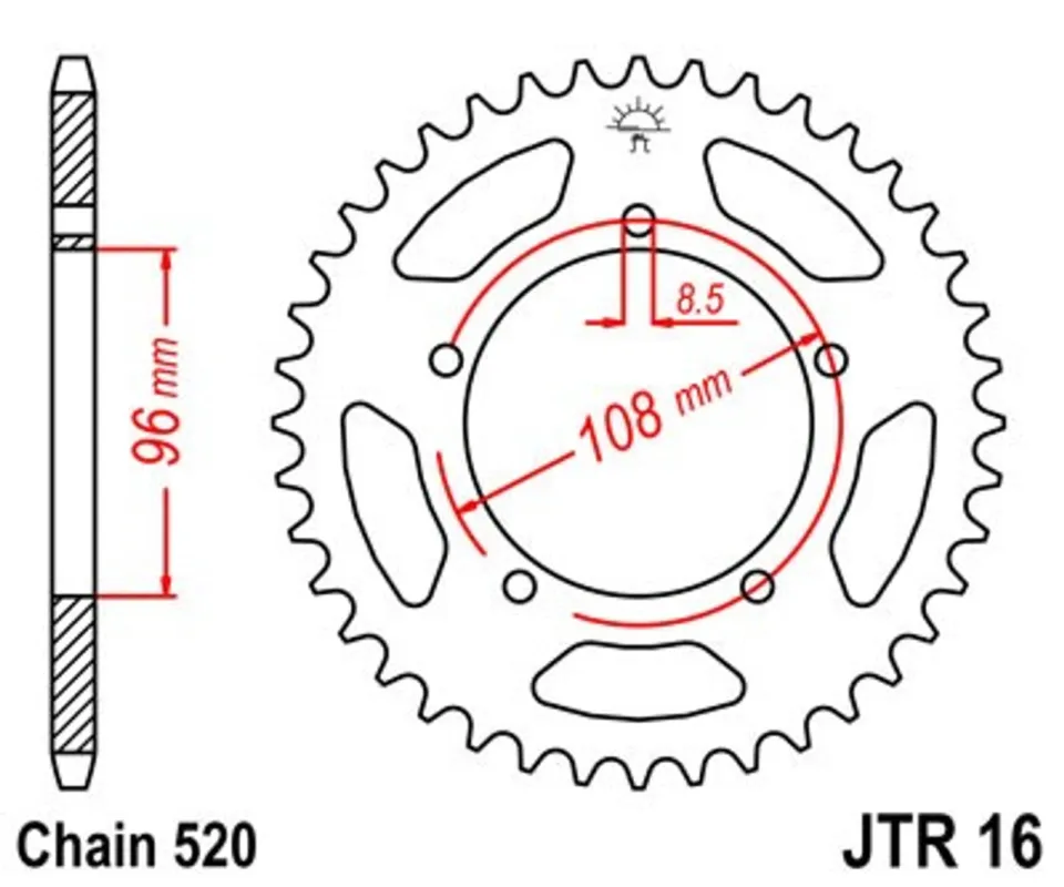 Super Cena Řetězová rozeta JT JTR 16-40 40 zubů, 520