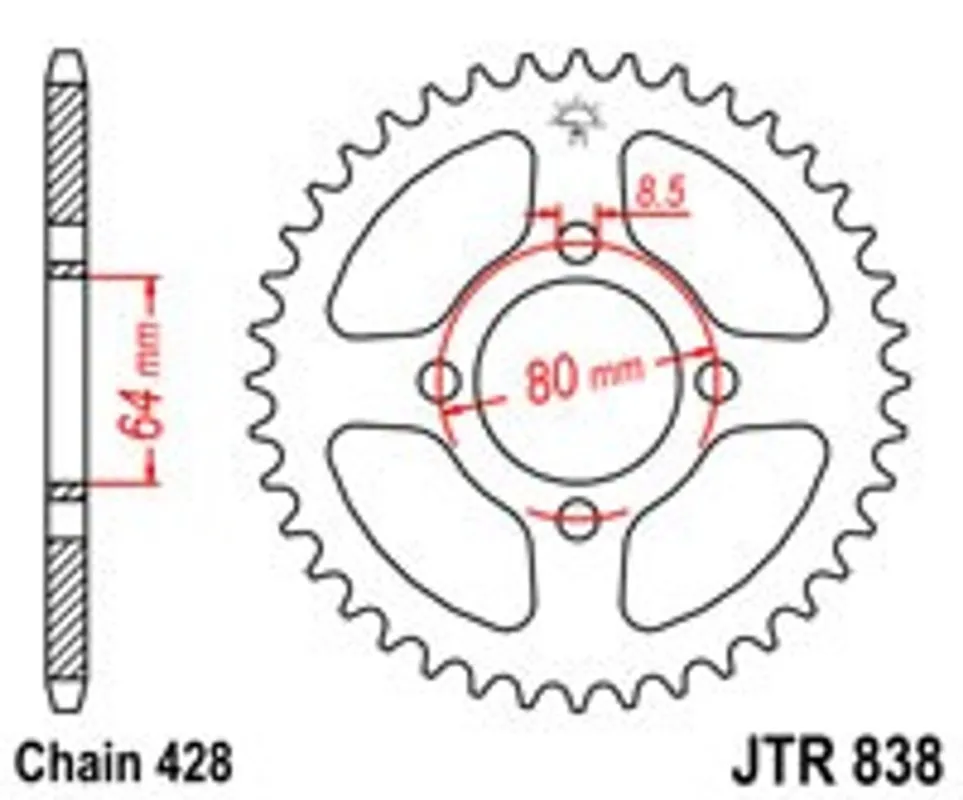 Originální Řetězová rozeta JT JTR 838-49 49 zubů, 428