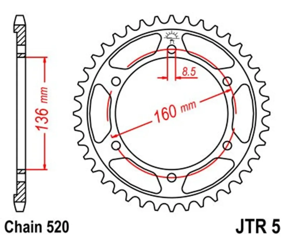Řetězová rozeta JT JTR 5-46 46 zubů, 520 Expresní Doručení