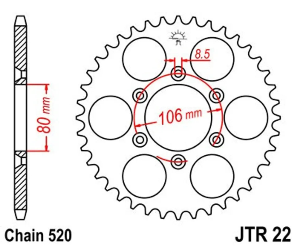Víkendová Akce Řetězová rozeta JT JTR 22-42 42 zubů, 520