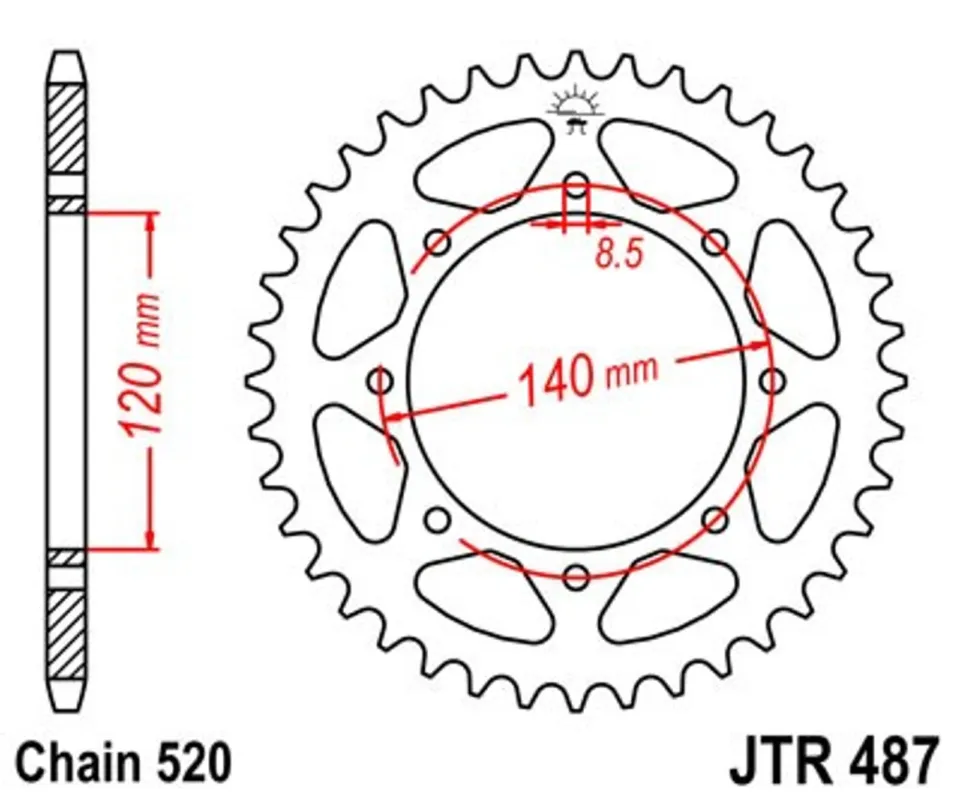 Časově Omezené Řetězová rozeta JT JTR 487-45 45 zubů, 520