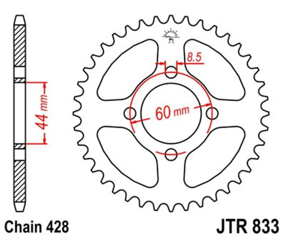 Top Prodej Řetězová rozeta JT JTR 833-54 54 zubů, 428