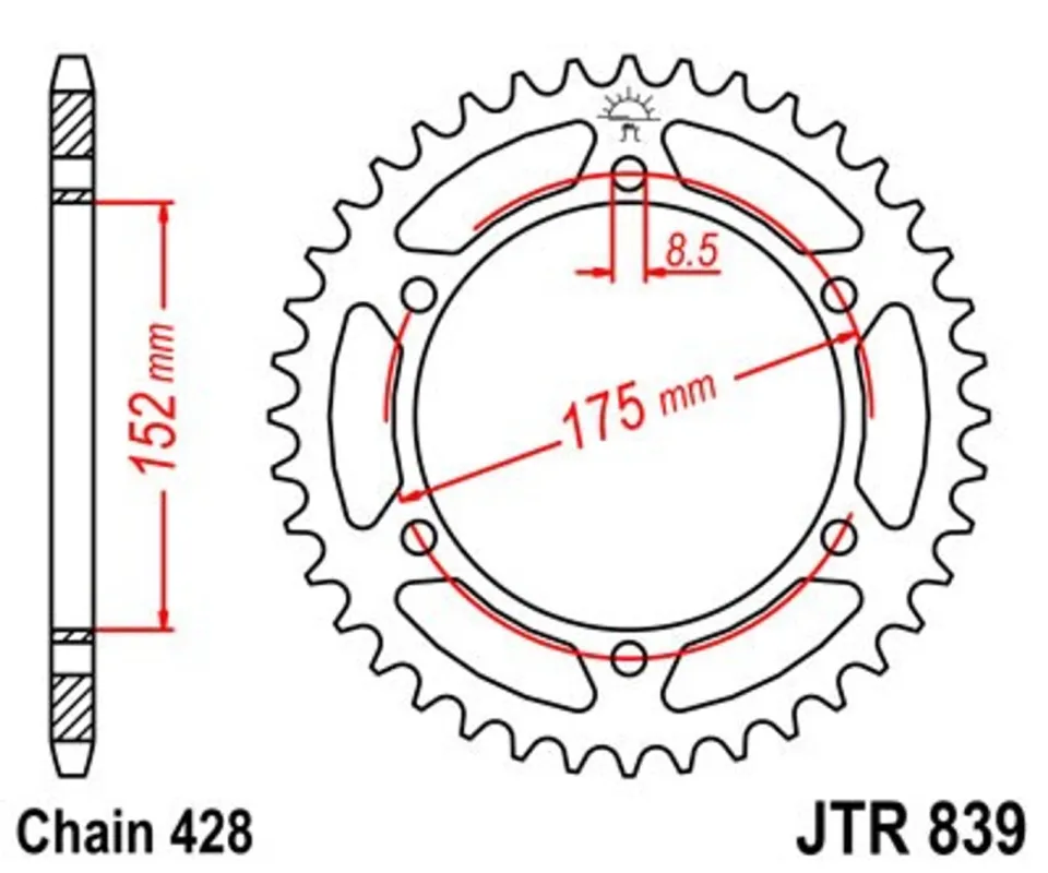 Sleva Řetězová rozeta JT JTR 839-51 51 zubů, 428