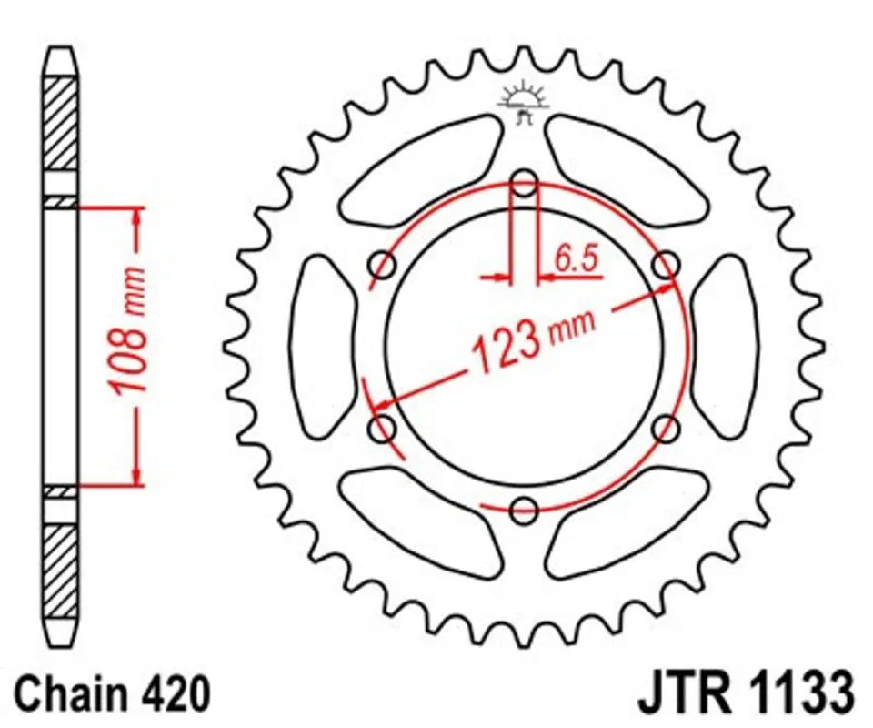 Řetězová rozeta JT JTR 1133-65 65 zubů, 420 Nová Kolekce
