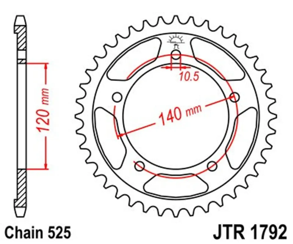 Nejprodávanější Řetězová rozeta JT JTR 1792-40 40 zubů, 525