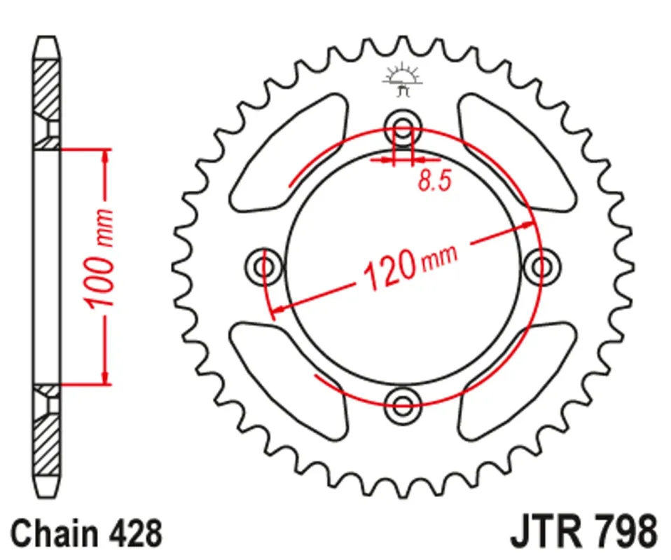 Řetězová rozeta JT JTR 798-47 47 zubů, 428 Super Cena