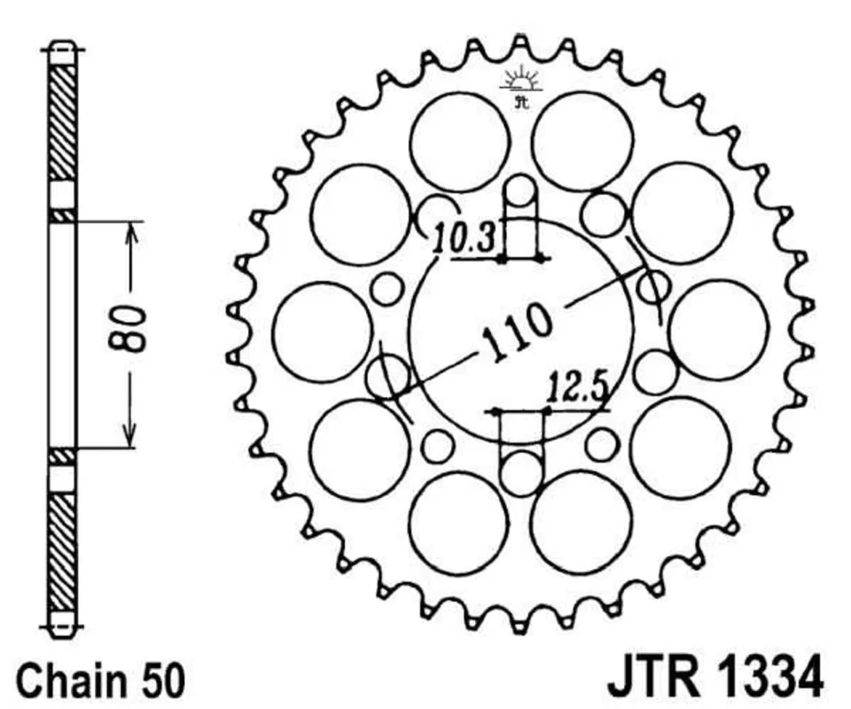 Řetězová rozeta JT JTR 1334-39 39 zubů, 530 Expresní Doručení