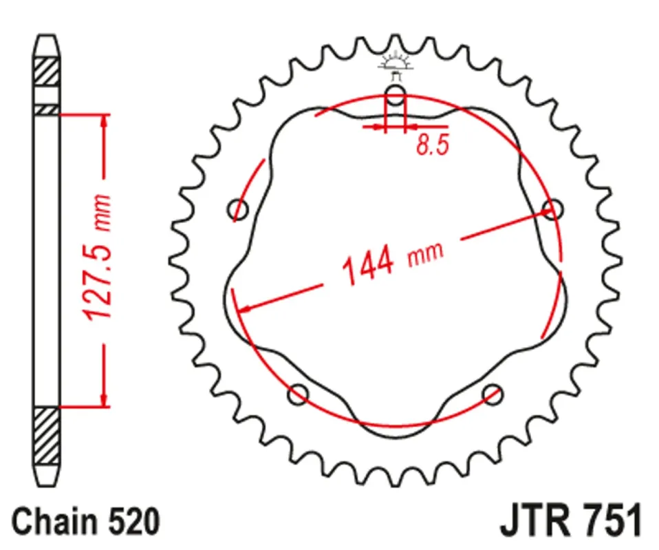 Výprodej Řetězová rozeta JT JTR 751-38 38 zubů, 520