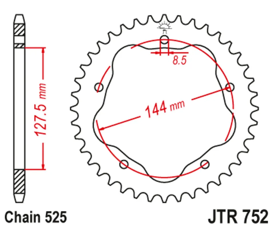 Řetězová rozeta JT JTR 752-36 36 zubů, 525 Víkendová Akce