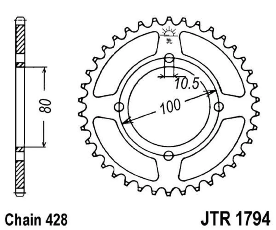 Řetězová rozeta JT JTR 1794-45 45 zubů, 428 Dokud Zásoby Vydrží